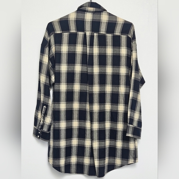 Zara Small Plaid Floral Embroidered Beaded Pearl Snap Button Down Shirt/Blouse - Picture 4 of 13